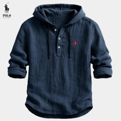 Relaxed Fit Linen Hoodie Shirt for Men