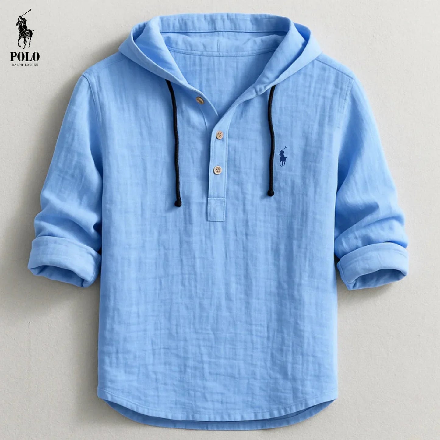 Relaxed Fit Linen Hoodie Shirt for Men