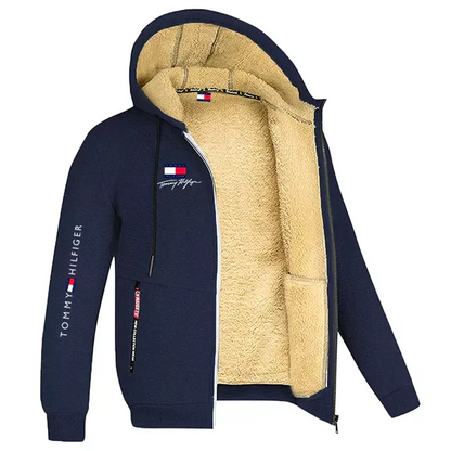 Winter Sweatshirt with Hood and Teddy Fleece Interior for Men