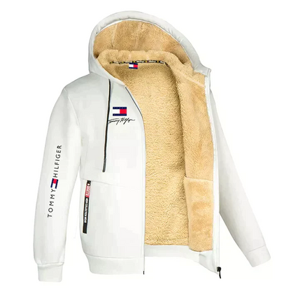 Winter Sweatshirt with Hood and Teddy Fleece Interior for Men