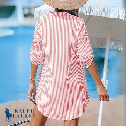 R. Ꮮаᴜгеn Classic Striped Shirt Dress + Free R. Ꮮаᴜгеn Brie Tote Bag